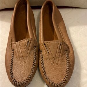 Minnetonka Deerskin Gore Brown Leather Moccasins